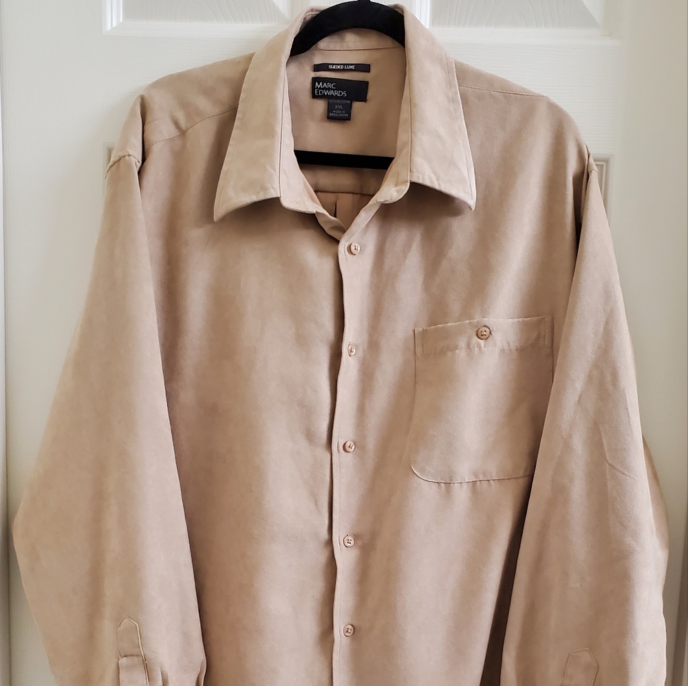 Marc Edwards Mens Sueded Luxe Button Up Long Sleeve Shirt SZ XXL